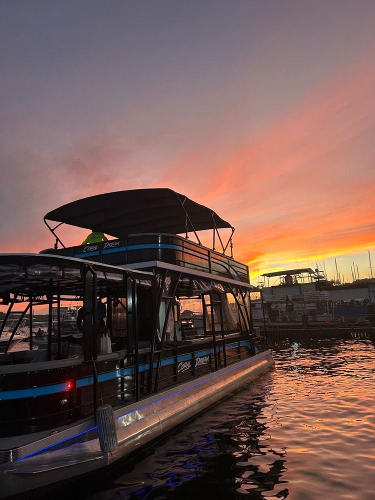 Coral Dream back at the marina at sunset