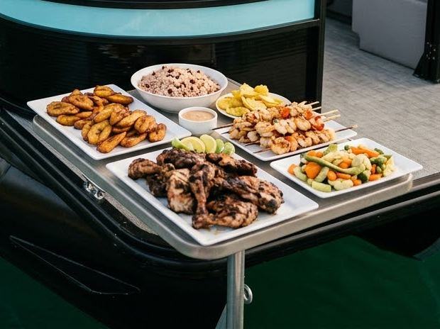 Caribbean food served on board